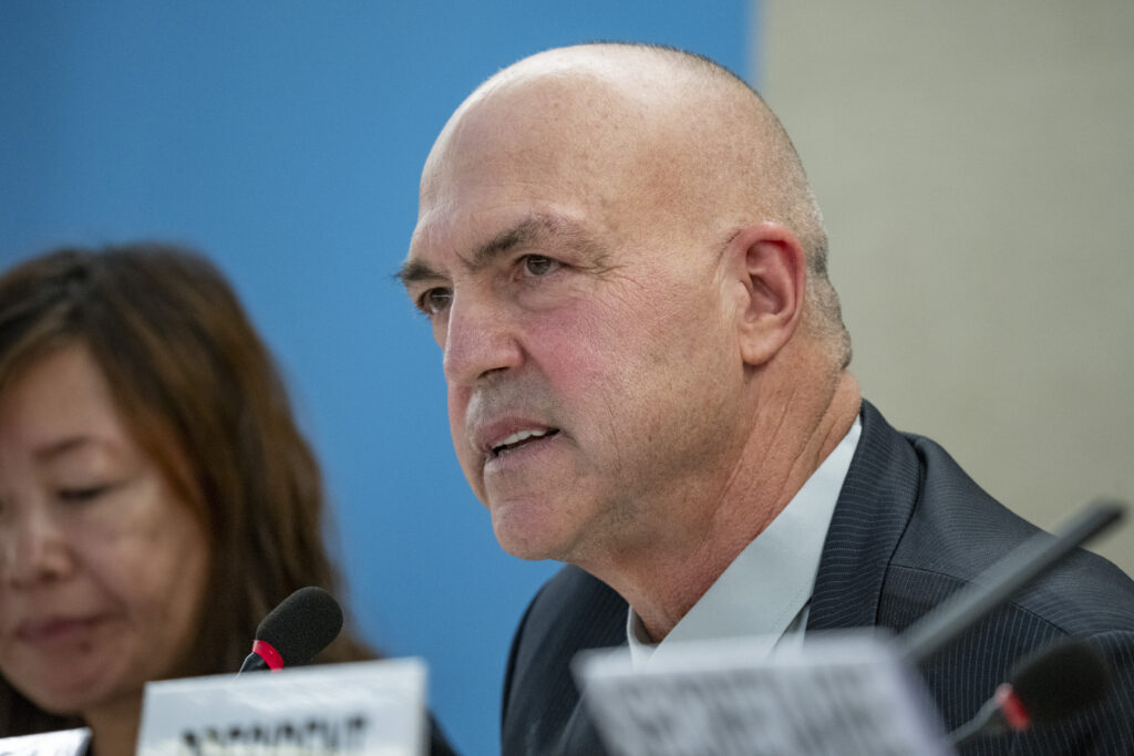 Nicholas Koumjian, Head of the Independent Investigative Mechanism for Myanmar at the 54th Regular Session of the Human Rights Council. UN Photo / Jean Marc Ferré.